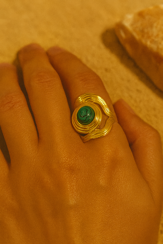Bague Anneau d’Abondance – Malachite Verte