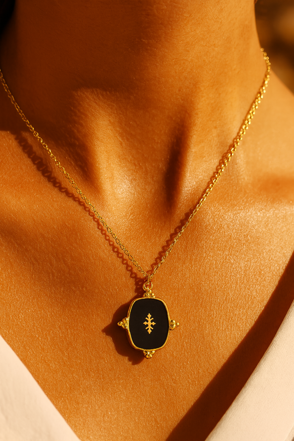 Collier Sceau de l’Ombre – Onyx Noir, Talisman de Protection