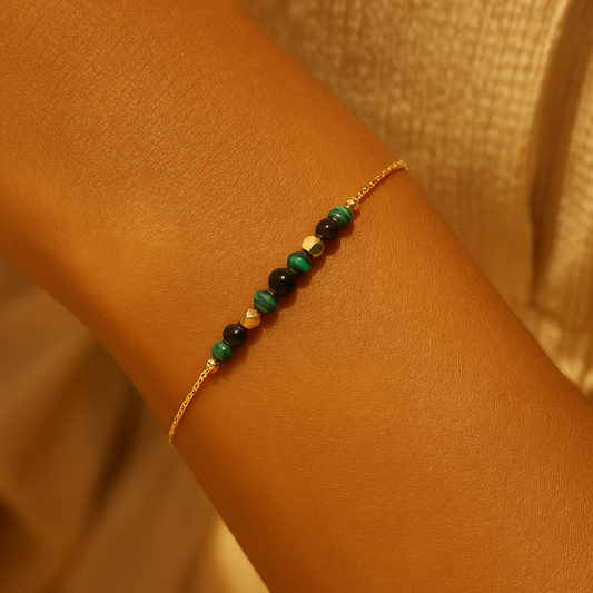 Bracelet Forêt des Âmes – Malachite & Onyx Noir