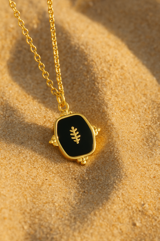 Collier Sceau de l’Ombre – Onyx Noir, Talisman de Protection