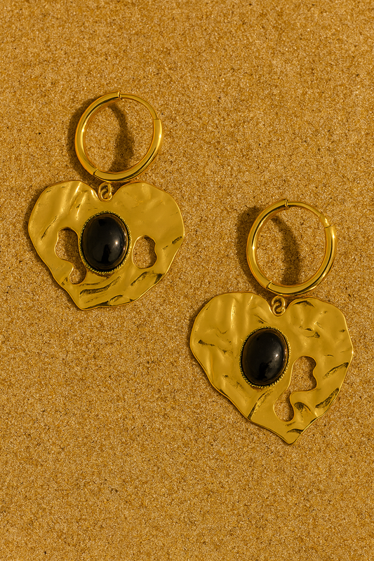 Boucles Chuchotements de Nuit – Cœur & Onyx Noir