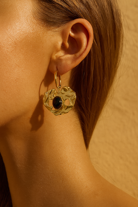 Boucles Chuchotements de Nuit – Cœur & Onyx Noir