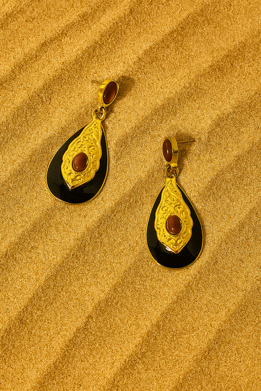 Boucles d’oreilles Clé des Profondeurs – Onyx Noir & Œil de Tigre