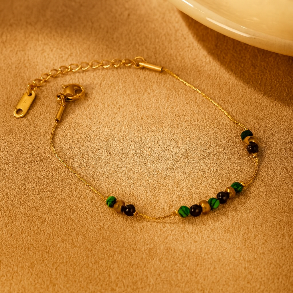 Bracelet Forêt des Âmes – Malachite & Onyx Noir